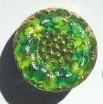 1 22mm Green & Lime Glass Flower Button with Gold